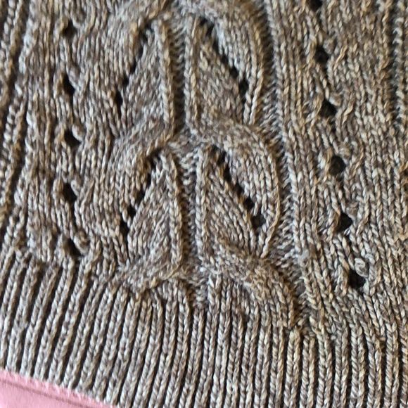 Lucky Brand Tomorrow taupe marled  cable knit sweater short fitted - Picture 8 of 14